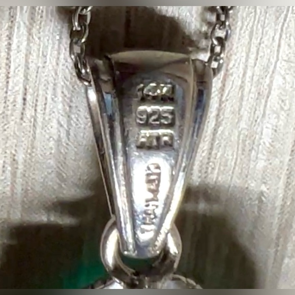 Designer Signed ATR Sterling Silver & 14K Gold Green Chalcedony 18" Necklace - Picture 7 of 7